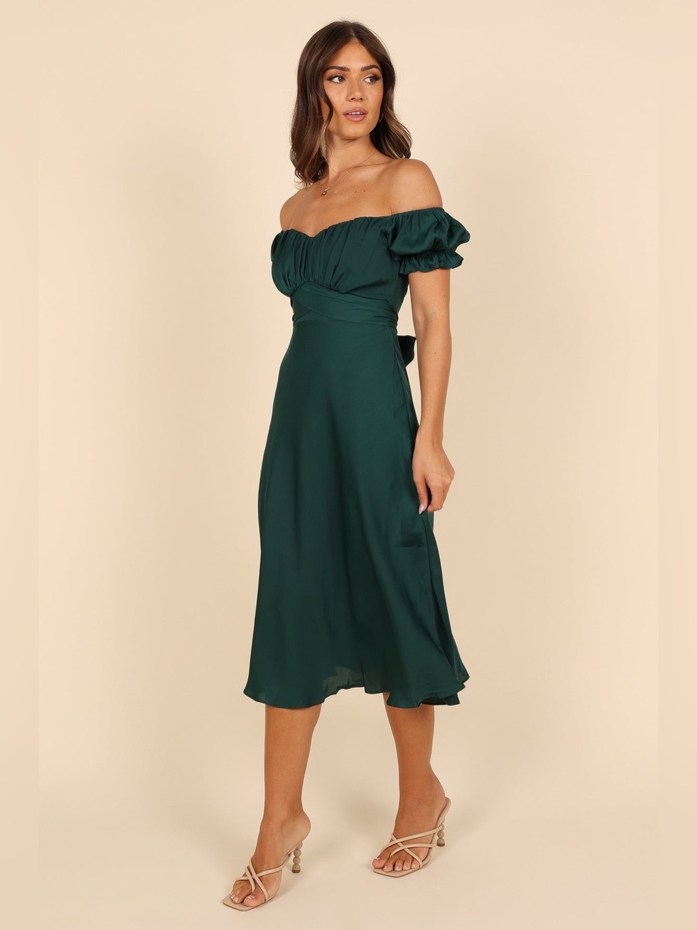 NEW Petal & Pup Mickenna Sweetheart Frill Midi Dress Emerald Green, Wedding - Picture 7 of 10